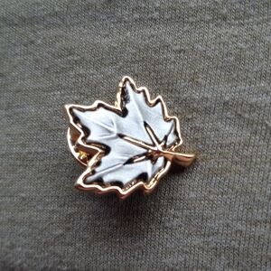 Maple Leaf Pin Pewter 18K Gold Made in USA